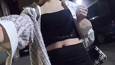 very cute chinese CD walking the streets at night - 2 image