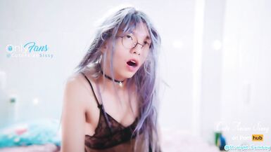 Cute Sissy Femboy in Lingerie Eating Cum - 9 image