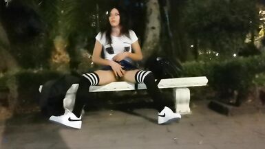 Cute Femboy, Flashing in the Park