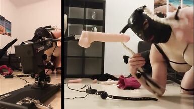 CD in Latex Mask Machine Fuck Handsfree Cum. Fuck with Cum Lube and Ass to Mouth Cum and Ballgag - 7 image