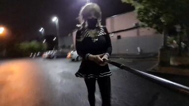 Masked Sissy Flashing at the Train Station - 2 image