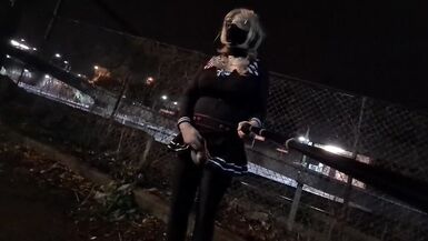 Masked Sissy Flashing at the Train Station - 4 image