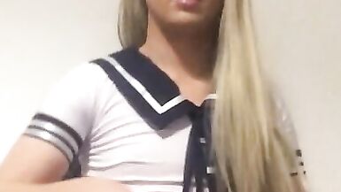 Solo Sissy Schoolgirl Masturbation - 7 image