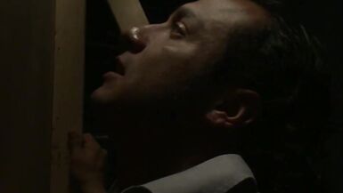 Shemale sucks cock through glory hole - 9 image