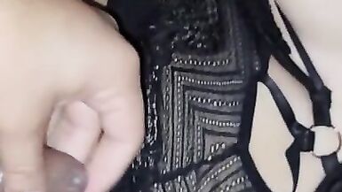 Trans Girlfriend getting Fucked in Black Lingerie - 8 image