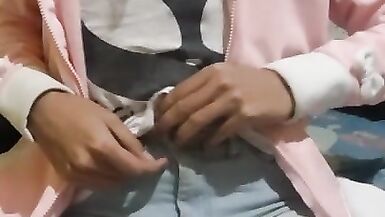 Shemale Cum in Skinny Jeans