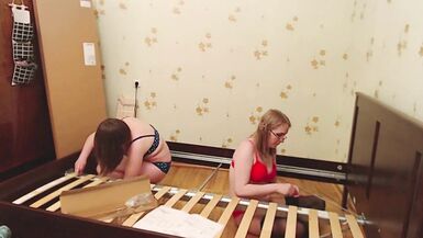 Assembling an IKEA Bed and then Fucking on It! (trans Girl + Girl) - 5 image