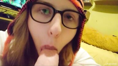 Cute Blowjob by Hot Trap Girlfriend! - 1 image