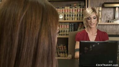 TS dean fucks brunette student - 2 image