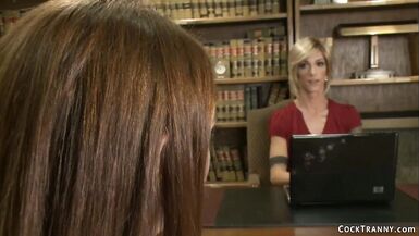 TS dean fucks brunette student - 3 image