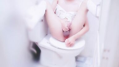 Cute Asian Crossdreser Anal & Cum in Toilet - 12 image