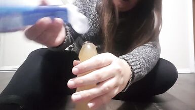 POV Shemale gives you a Foot Job and Plays with your Cum on her Feet - 2 image