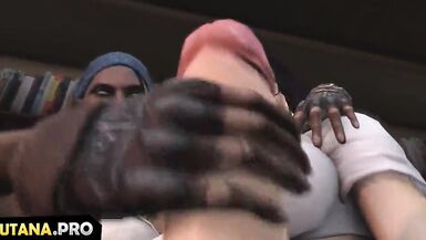 Triple Anal Futa! Three Shemales Fucks One Girl Porn Animation Game - 1 image