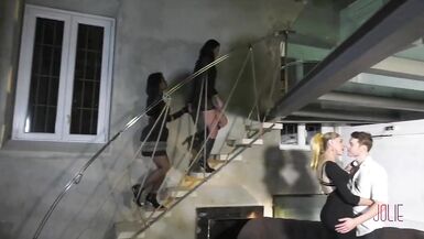 Shemales Giselle Campos and Bia Mastroianni fucking a guy and a girl - 3 image