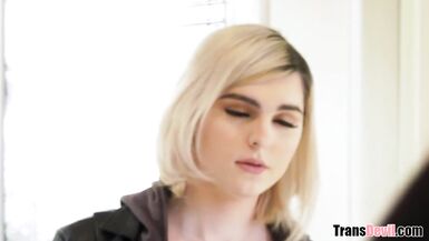 Lingerie Clad Trans Babe Enjoy Nasty Anal Threesome - 1 image