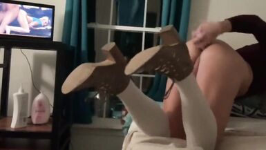 Fuckin Hot Transsexual Slut Watching Porn Fucking Sissy Pussy, in the Window - 14 image