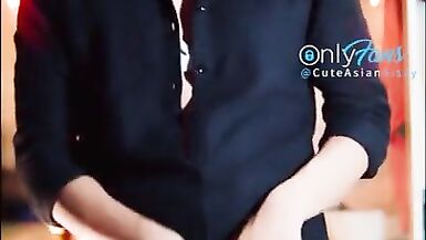 Cute Asian Sissy Anal & Cum in Converse - 1 image