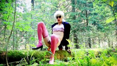 Sissy Crossdresser Fuck in the Forest - 6 image