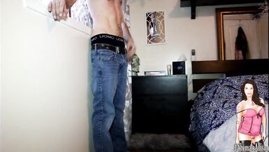 Voyeur Cam Transexual Shemale Sucks off Big Thick Cock uses Cum as Lube to Finish herself off - 1 image