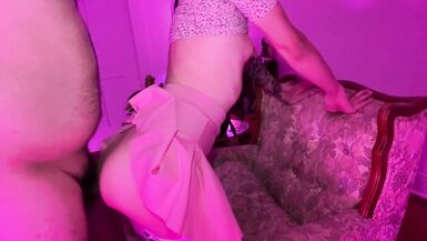 TS Gets Bent over Chair and Fucked in Sexy Outfit - 9 image