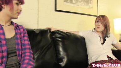 Lesbian trans babe assfucking tgirl - 3 image