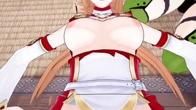 SAO: Futa Sinon & Futa Asuna Test your Strength | Female Taker POV - 3 image