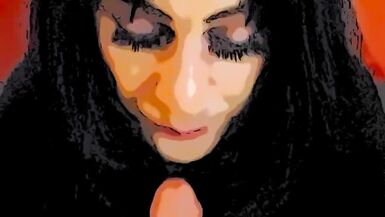 Cartoon MILF Trans-Female Humiliates Amateur Sissy Crossdresser as she Sucks Shemale Lesbian Cock - 15 image