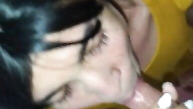 Sissy CD gives her first Blowjob and Cum Swallow of the Year