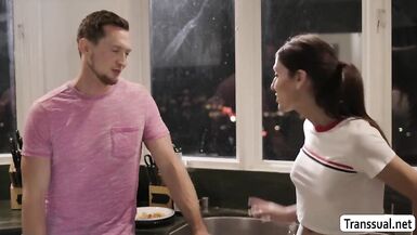 TS Natalie loves sucking dudes hard boner - 3 image