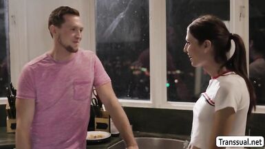 TS Natalie loves sucking dudes hard boner - 4 image