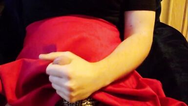 Crossdresser Masturbate and Cum Red Skirt - 2 image