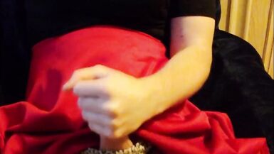 Crossdresser Masturbate and Cum Red Skirt - 5 image