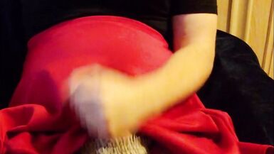 Crossdresser Masturbate and Cum Red Skirt - 6 image