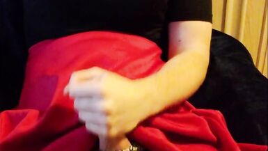 Crossdresser Masturbate and Cum Red Skirt - 9 image