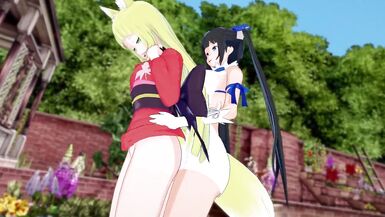 DanMachi: Futa Hestia Fuck Cute Kitsune Sanjouno Haruhime - 2 image