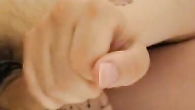 Trans Girl Giving Blowjob to Big Guy and Gags on his Cock - 15 image