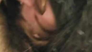 Trans Girl Giving Blowjob to Big Guy and Gags on his Cock - 5 image