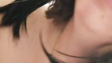 Trans Girl Giving Blowjob to Big Guy and Gags on his Cock - 7 image