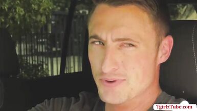 Shemale hitch hiker barebacked by driver - 1 image