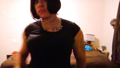 Sexy Tranny Shaking Thick Ass in Brown Miniskirt - 4 image