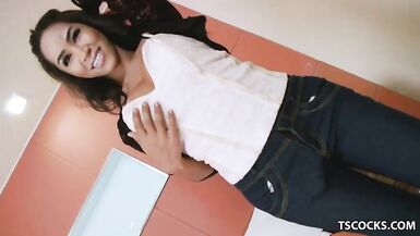 T-Girl Champagne masturbating - 1 image