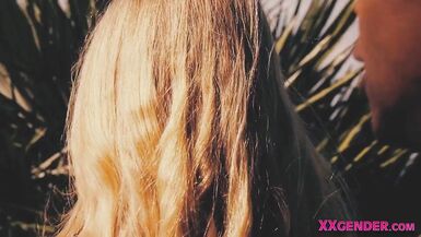 Trans blonde rides big black cock raw dawg - 5 image