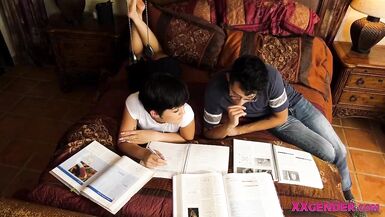 Cute tgirl frotting cock with boyfriend - 4 image