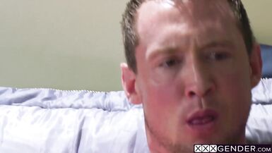 Two horny shemales Ella Hollywood sucking guys dick and enjoyed threesome sex - 11 image