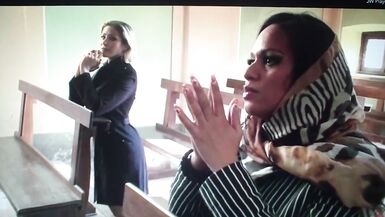 Vittoria Risi Italian Pornostar Big Boobs Fucks a Beauty Big Black Shemale Cock in a Church