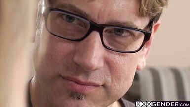 Older guy sucked shemales Casey Kisses big hard dick before she got fucked - 2 image