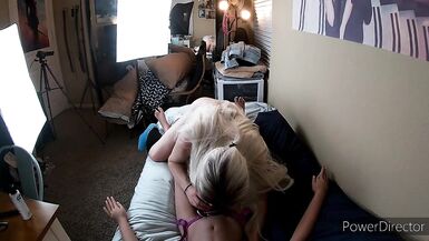 Sissy TS Rides Sex Doll's Strapon after Giving her a Blowjob - 1 image