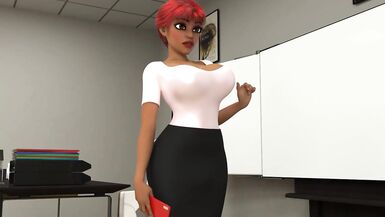 Busty MILF teacher fucks teen schoolgirl | Interracial Transgender Animation [ENGDUB] - 1 image