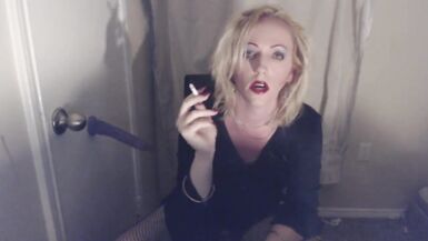 Goth Tranny Smokes and Pleasures Herself. - 10 image