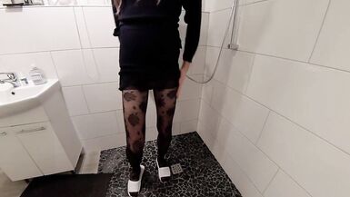 Trap Riding Dildo in Hotel Bathroom and Fires Cum on the Floor - 1 image